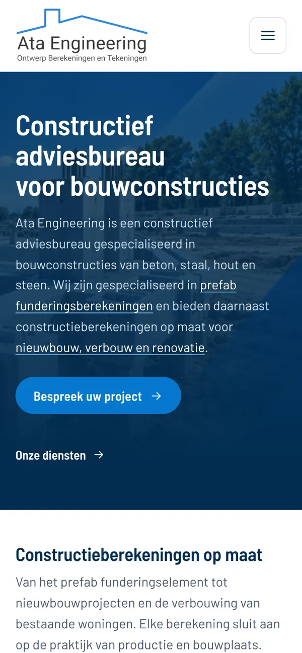 www.ataengineering.nl mobiele weergave