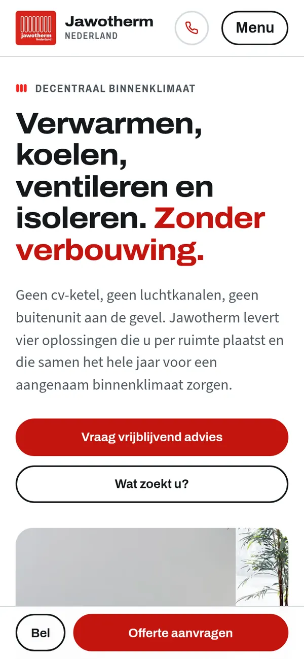 jawotherm.nl mobiele weergave