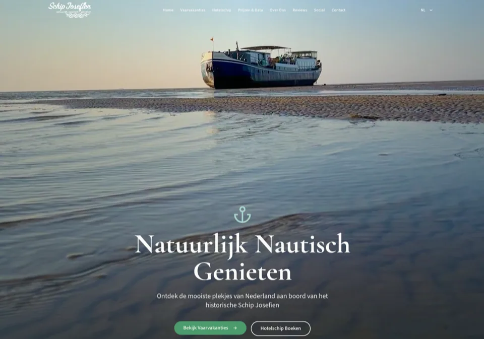 Schip Josefien website — desktop en mobiele weergave