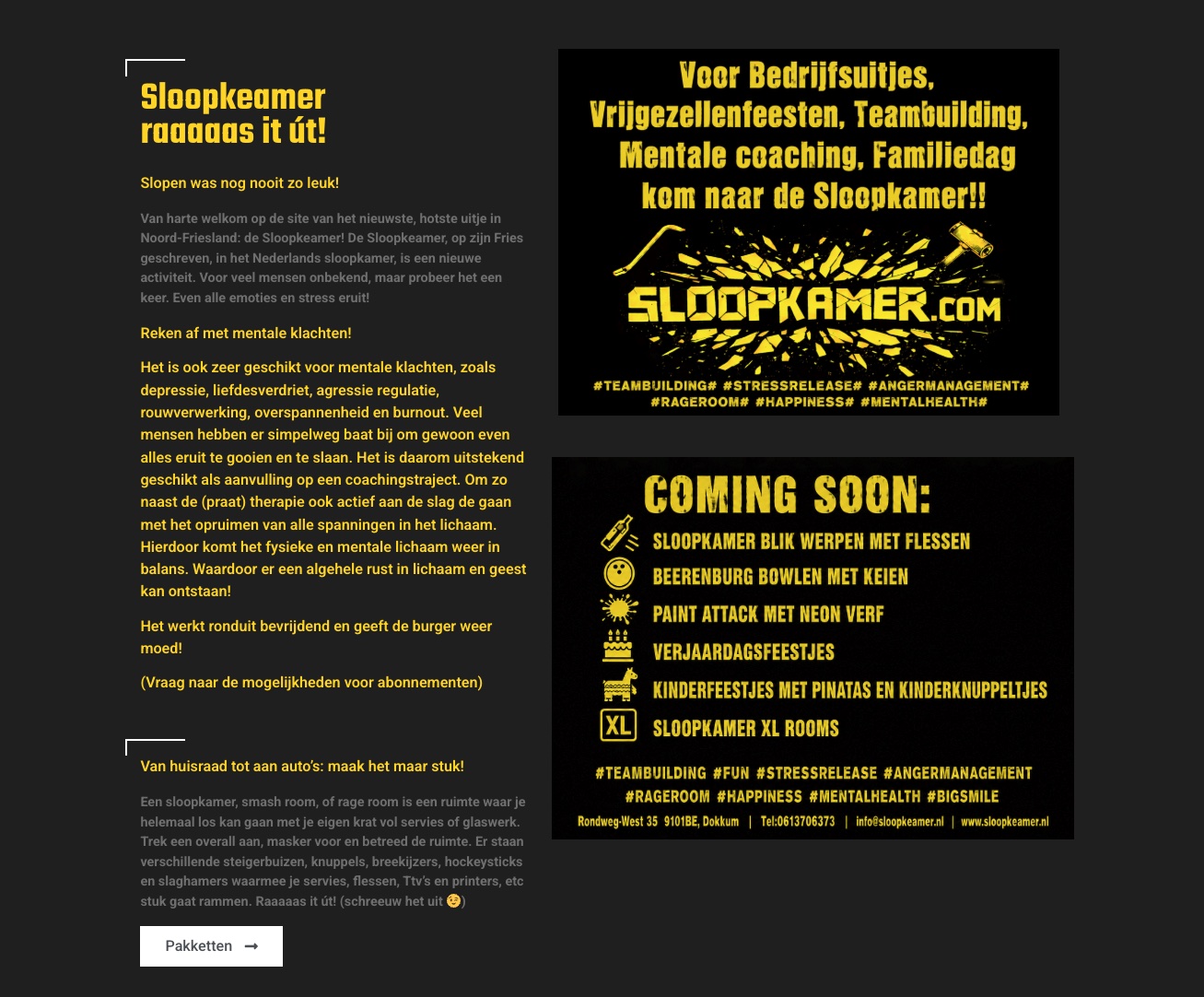 Oude WordPress-website van Sloopkamer met gedateerd design
