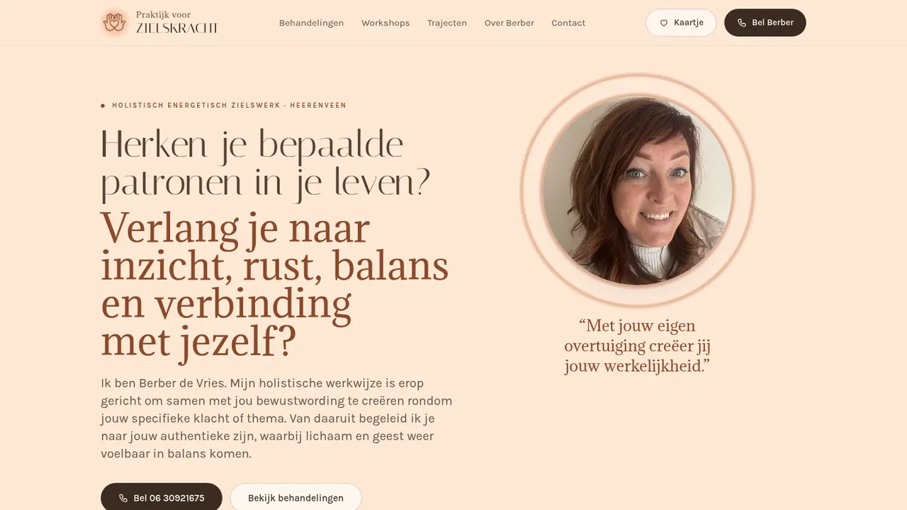 Praktijk voor Zielskracht — website laten maken door StudioFab webdesigner Friesland